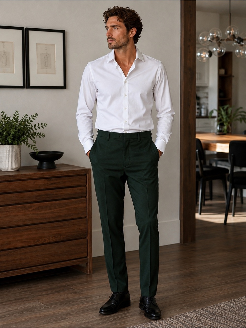 Tiger of Sweden Darwin Emerald Green Slim Flat Front Dress Pants Trousers